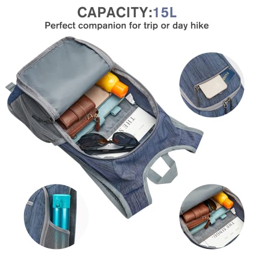 G4Free 10L/15L Hiking Backpack Lightweight Packable Hiking Daypack Small Travel Outdoor Foldable Shoulder Bag - color: Dark Blue, size: 15L