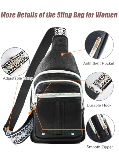 Mothers Day Gifts for Mom Wife Crossbody Bags for Women Gifts for Mom from Daughter Son Husband Anniversy Birthday Family Mother in Law Small Gift Sling Bag Fanny Travel Pack Christmas Gift Ideas - color: Black