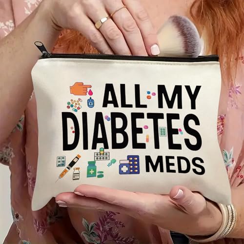 Medicine Storage Pouch with Diabetes, Medicines Bag, and Medical Supply Designs, White Canvas Zipper Cases, Multi-Use Functionality (Gift for Birthdays, Graduation, Christmas) (Style K) - style: Style K