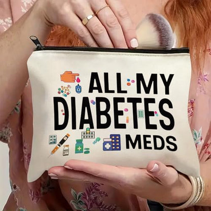 Medicine Storage Pouch with Diabetes, Medicines Bag, and Medical Supply Designs, White Canvas Zipper Cases, Multi-Use Functionality (Gift for Birthdays, Graduation, Christmas) (Style K) - style: Style K