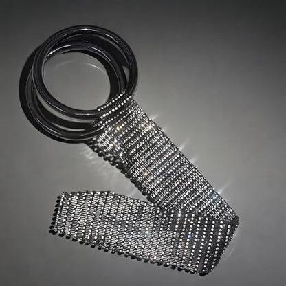 Munyee Hua Rhinestone Wine Bottle Holder Bag Reusable Tote Carrier Crystal Mesh Evening Purse with Ring Handle Gift Bags Carrier for Birthday Picnic Party Wedding (Black Handle Black Mesh) - color: Black Handle Black Mesh