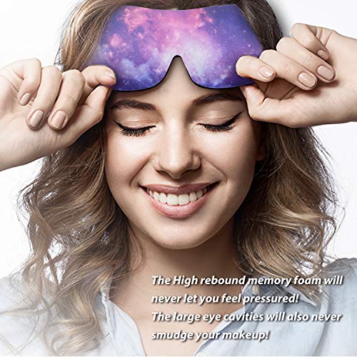 PrettyCare 3D Sleep Mask 2 Pack,Eye Mask for Sleeping 3D Contoured Sleeping Mask Blackout Out Light - Blindfold Airplane with Ear Plugs, Night Masks with Travel Bag (Ultra Purple and Black) - color: Ultra Purple and Black