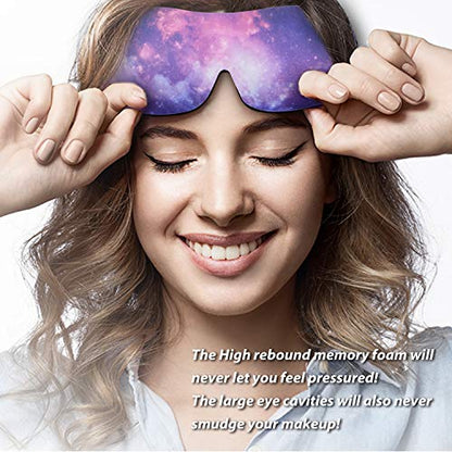 PrettyCare 3D Sleep Mask 2 Pack,Eye Mask for Sleeping 3D Contoured Sleeping Mask Blackout Out Light - Blindfold Airplane with Ear Plugs, Night Masks with Travel Bag (Ultra Purple and Black) - color: Ultra Purple and Black