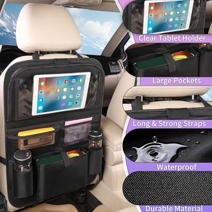 Car BackSeat Organizer,2 Pack for Kids Car Organizer Kick Mats Kick Mats Back Seat Protector with Touch Screen Tablet Holder, for Kids, Car Travel Accessories, (2PACK)