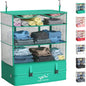 Compressible Packing Cubes Portable Hanging Closet Shelves 17"x12"x24" Extendable Travel Organizer Nylon Packing Bags for Suitcase - color: Green