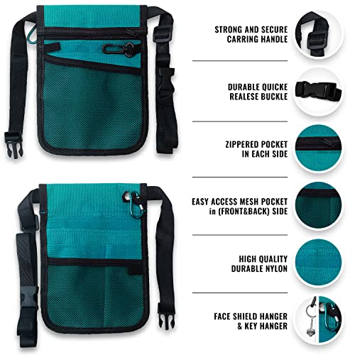 ASA TECHMED Nurse Utility Belt – Complete Medical Belt Utility Kit, Pro Pack Pocket Organizer Pouch Hip Bag for EMT, CNA, NP, PA, Student, Teal - color: Teal