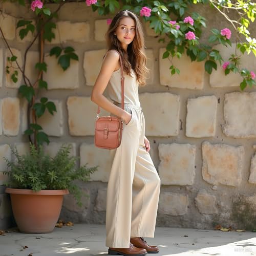 Small Crossbody Bags for Women, Vegan Leather Messenger Bag Anti Theft, Shoulder Bag with Card Slots - color: Brown
