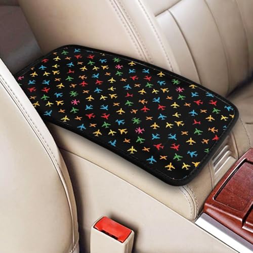 Breathable Neoprene Armrest Cover, Colorful Aircraft Airplane Black, Universal Fit Center Console Pad for Car and Truck, Non-Slip Seat Box Protector - color: Picture (611)