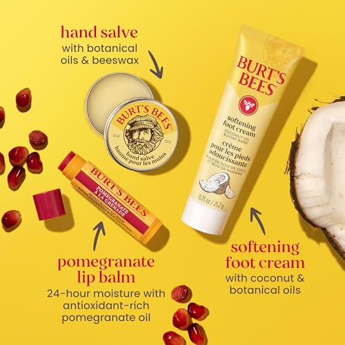 Burt's Bees Gifts Ideas, Tips and Toes Kit, 6 Travel Size Products - Pomegranate Moisturizing Lip Balm, 2 Hand Creams, Foot Cream, Cuticle Cream, and Hand Salve - size: 6 Count