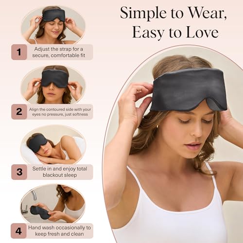 Kitsch Contour Pillow Eye Mask – Softer Than Silk Eye Masks for Sleep, Blindfold Sleep Masks for Women & Men, No Eye Pressure, Lightweight, Eye Care, Travel Essentials - Charcoal - color: Charcoal