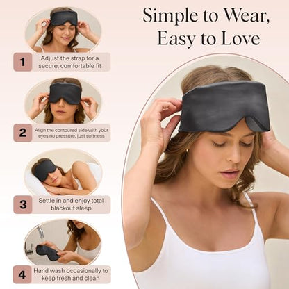 Kitsch Contour Pillow Eye Mask – Softer Than Silk Eye Masks for Sleep, Blindfold Sleep Masks for Women & Men, No Eye Pressure, Lightweight, Eye Care, Travel Essentials - Charcoal - color: Charcoal