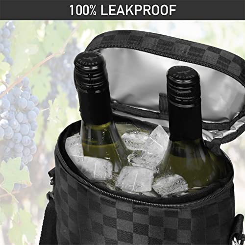 opux Wine Bag 2 Bottle Wine Tote Carrier, Insulated Wine Cooler Bag for Travel Picnic, Leakproof Portable Bottle Padded Case, Wine Gifts For Women Men Wine Lovers Christmas, Black - color: Black