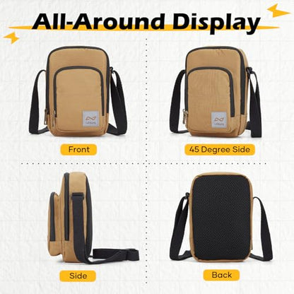 SEAFEW Mini Crossbody Bag Shoulder Bag for Men, Small Messenger Satchel Bag for Women - color: Khaki - Sling
