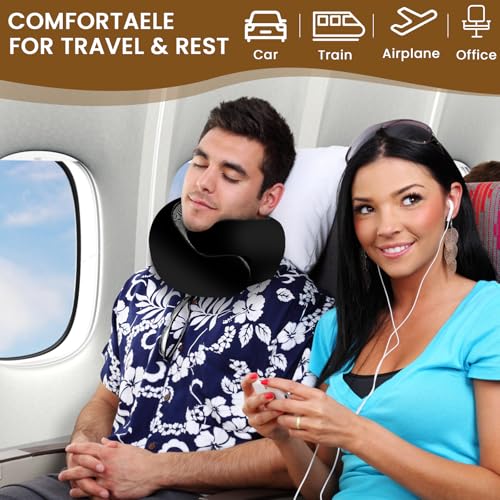 Neck Pillow, Travel Pillow uses Memory Foam to Support Neck Comfort, Ideal Companion for Airplane and car Travel, Compact, Convenient, and Versatile Airplane Sleep Pillow(Black)