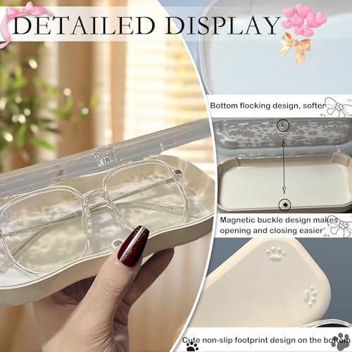 Cute hard shell bow glasses case cat transparent glasses case sunglasses glasses Size is 6.9 x 3.2 x 1.2inches - color: Case -Flower