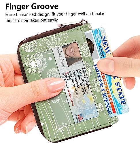 FurArt Zipper Wallet Women, RFID Blocking Credit Card Wallet, Business Card Holder, Compact Size KeyChain Wallet - color: Dandelion