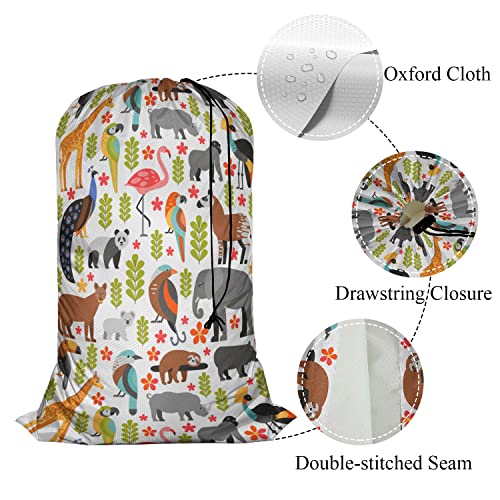Swono Laundry Basket Clothes Hamper Bag Wild Animal Tropical Animals Puma Panda Koala Elephant Peacock Toucan Collapsible Dirty Clothes Storage Laundry Organizer - color: Wild Animal