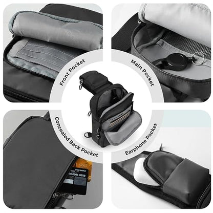 VADOO Sling Bag, Crossbody Bag with Zipper Lock, RFID Blocking & Water Resistant for Men and Women - color: Gray