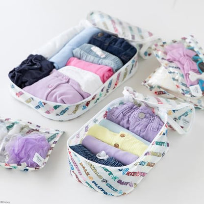 Bumkins Disney Packing Cubes and TSA Approved Pouches for Travel Bag, Organize Luggage with Compression Bags, Essential Traveling Accessories to Pack Clothes, Toiletries, 5-pc Mickey and Friends White - color: B1 Mickey Varsity-set