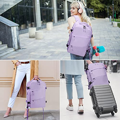 HOMIEE Travel Laptop Backpack for Men Women, Personal Item Carry On Bag, Dry Wet Separation, Weekender Business Hiking Camping College Bag, Mochila de Viaje, Purple - color: Purple, size: X-Large