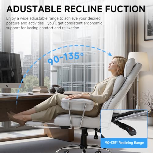 GTPLAYER Gaming Chair,Office Chair with Pocket Spring Lumbar Support, Ergonomic Comfortable Wide Office Desk Computer Chair with Outward Fixed Soft Armrests and Footrest,(PU Leather, White) - color: White