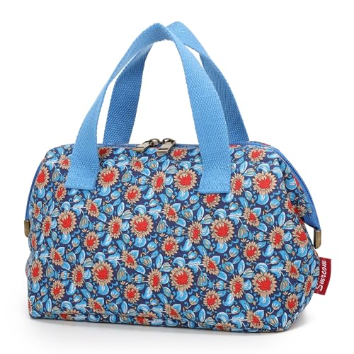 Makeup Bag Cosmetic Bag For Women Girl Travel Makeup Bag Toilet Bag Zipper Organizer Bag Waterproof - color: Cotton blue sunflower