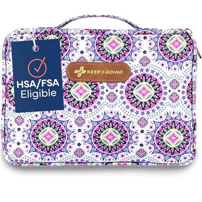 KeepGoing Large Home First Aid Kit for Kids – 270 Pc. for Car, Home, Dorm, & Boat with Latex-Free Bandages – 10 x 7 x 3.5 in. Travel First Aid Kit (Boho) - style: Boho