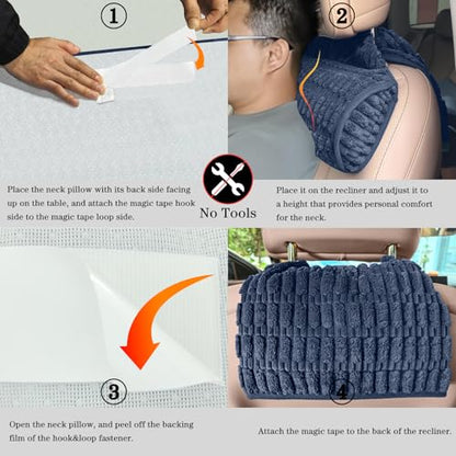 Memory Foam Recliner Neck Pillow. | Breathable pressure relieving ergonomic cushion fits car, sofa, office chair, recliner.Navy Blue,17"W×2.7"D - color: Navy Blue, size: 17"W x 2.7"D