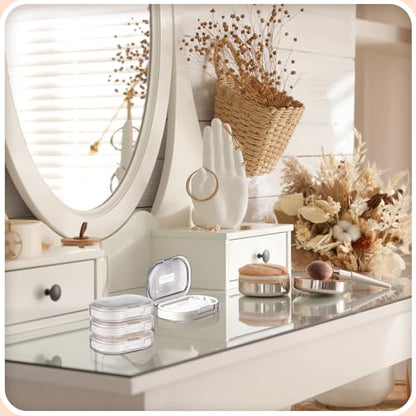 Kigley 4 Pcs Hair Tie Container Small Portable Travel Cotton Swab Holder Flosser Dispenser with Lid Plastic Box Beads Storage Containers for Small Items, 3.94 x 2.76 Inch (White) - color: White