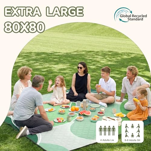Genovega Waterproof Beach Blanket Picnic Outdoor Mat Rug Women Men Teacher Graduation Preschool Kindergarten Pre K Prek Middle High School First Year 1st 2nd 3rd 4th 5th Grade Thank You Cool - color: Wave Green
