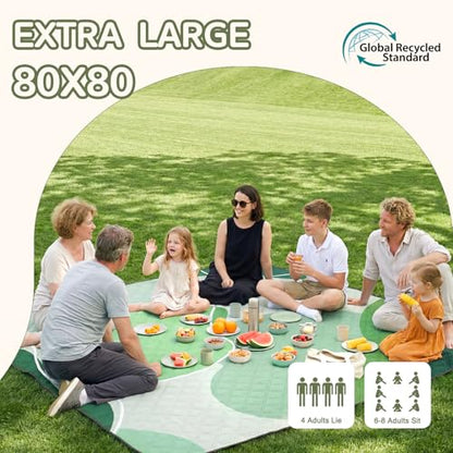 Genovega Waterproof Beach Blanket Picnic Outdoor Mat Rug Women Men Teacher Graduation Preschool Kindergarten Pre K Prek Middle High School First Year 1st 2nd 3rd 4th 5th Grade Thank You Cool - color: Wave Green