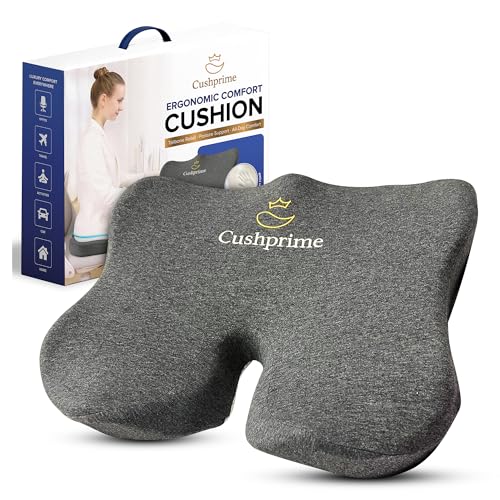Memory Foam Seat Cushion for Chair, Tailbone Pain Relief, Ergonomic Support for Coccyx, Back & Butt, Office & Car Ergonomic Chair Cushion with Non-Slip Base and Washable Cover, Dark Gray - color: Dark Gray