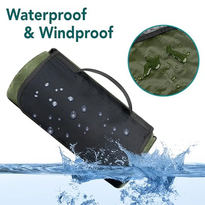 SUN CUBE Large Waterproof Camping Blanket, Fleece Quilted Stadium Blanket for Cold Weather, Windproof Foldable Outdoor Blanket Mat for Picnic, Beach, Pets, Car, 60x80in - color: Olive Green/Grey Fleece
