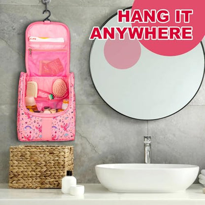 Remobia Hicol Cute Cartoon Hanging Kids Toiletry Bag Children Travel Cosmetic Makeup Organizer Wash Bag Shower bag Over Night Bag Camping Shaving Kit Bag for Boys & Girls(Fairy) - color: Fairy