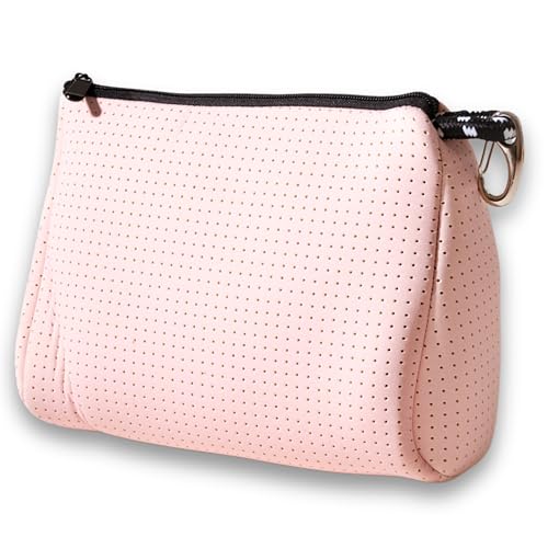 POPUPS Large Makeup Bag with Zipper, Pretty Pink - Waterproof Neoprene Cosmetic Bag 7.7 x 10.75 x 5 inches - color: Basic Pretty Pink