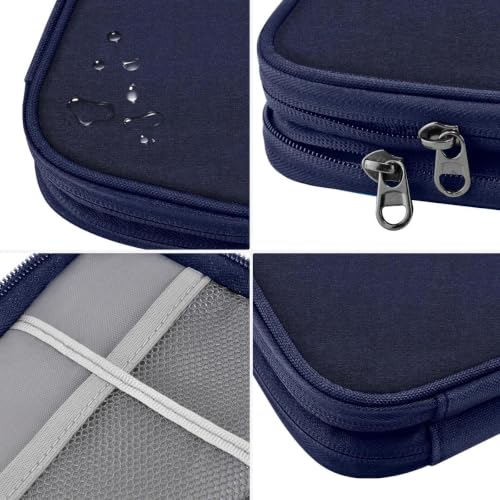 ZINMARK Portable Cable Organizer Case,Travel Pouch with Double-Layer Storage for Cables,Chargers,Earbuds & Phone,Dark Blue - color: Dark Blue