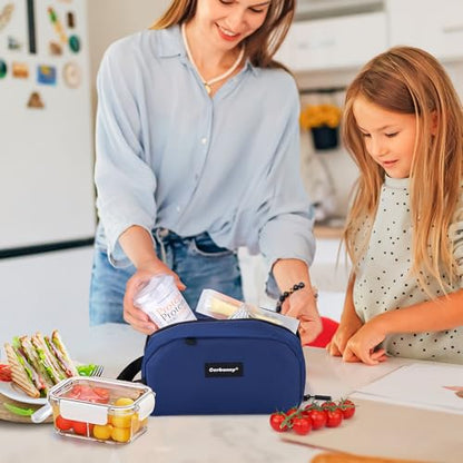Cerbonny Small Cooler Bag, Freezable Lunch Bag, Small Lunch Bag, Insulated Mini Cooler Box with Ice Packs & Handle Buckle for School Work Travel,Navy Blue - color: Navy Blue