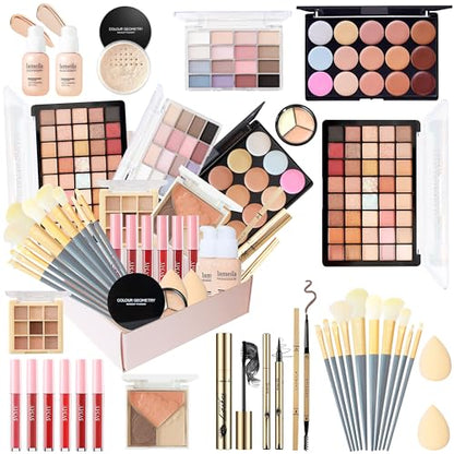 All-in-One Makeup Kit for Women & Teens | Full Face Makeup Set Including Foundation, Eyeshadow, Lipstick, Eyeliner & Brushes | Travel, Gift Box Bundle(40-Box) - color: 40-Box