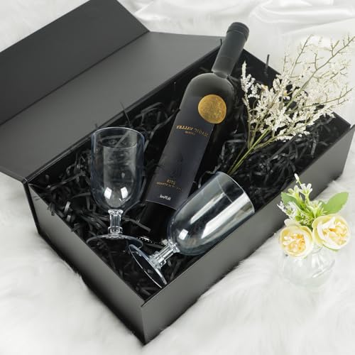 LFBOX Black Gift Box with Magnetic Lids 13.8x8.3x4.4 in, Large Bridesmaid Groomsman Proposal Boxes, Rectangle Storage Box 5 Pack - color: Black, size: 1 count (Pack of 5)
