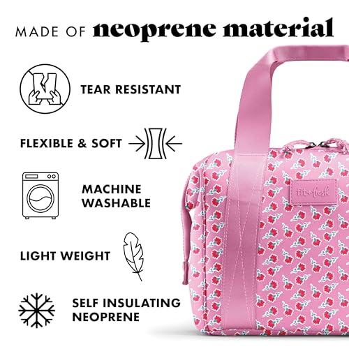Fit & Fresh Remi Lunch Bag for Women Work – Neoprene Lunch Tote with Containers & Ice Pack, Reusable Meal Prep Lunch Box, Large Capacity, Machine Washable, Sweet Pink Block - color: Sweet Pink Block