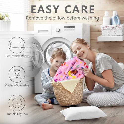 Primlect Toddler Nap Mat with Removable Pillow and Fleece Blanket, Extra Large 55''x35'' Sleeping Bag, Washable, Light, Easy to Roll up, Perfect for Daycare, Preschool, Kindergarten, Travel - color: Mermaid