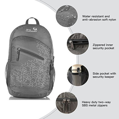 Outlander Packable Handy Lightweight Travel Hiking Backpack Daypack-Grey-L - color: Grey, size: 33L
