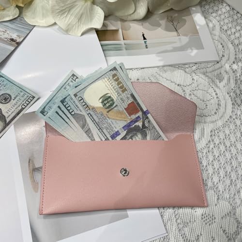 Pu Leather Cash Envelope Wallet - Reusable Cash Stuffing Wallet for Men and Women -Pink - color: pink