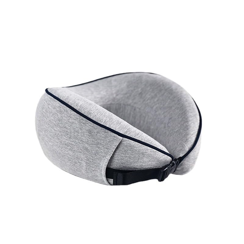Travel Pillow 100% Pure Memory Foam Neck Pillow, Comfortable & Breathable Cover, Machine Washable, Airplane Travel Kit with 3D Contoured Eye Masks, Earplugs (Grey) - color: Grey