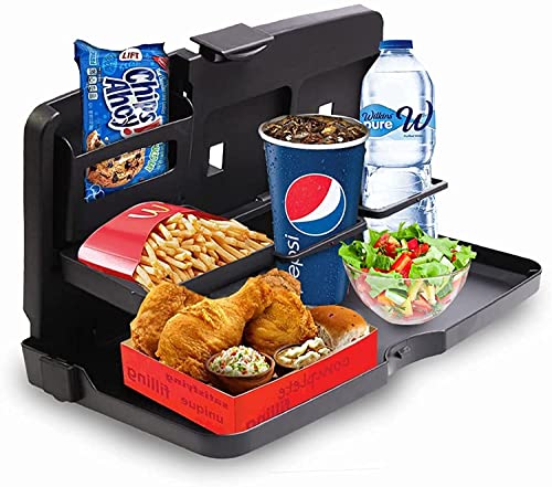 VaygWay Foldable Car Food Tray Holder Multi- Functional Portable Auto Food and Drink Tray – Black Eating Organizer Backseat Car Tray – Kids Table Holder Desk- Laptop, Meal (1 Pk Black) - color: 1 Pk Black