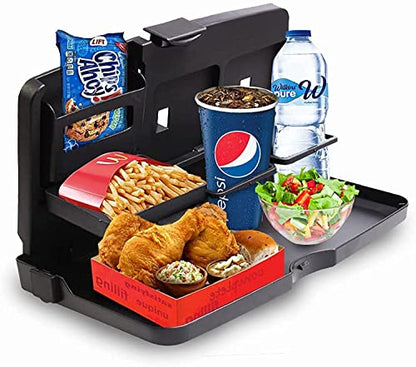 VaygWay Foldable Car Food Tray Holder Multi- Functional Portable Auto Food and Drink Tray – Black Eating Organizer Backseat Car Tray – Kids Table Holder Desk- Laptop, Meal (1 Pk Black) - color: 1 Pk Black