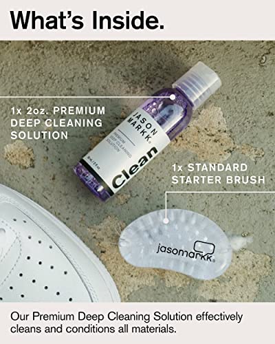 Jason Markk Starter Kit, Shoe Cleaner, 2-Piece Set, Deep Cleaning Solution & Durables Brush, Sneaker Care, Ideal for Footwear, Safe for Midsoles, Full-Grain Leather, Rubber, Plastic, and More, 2oz