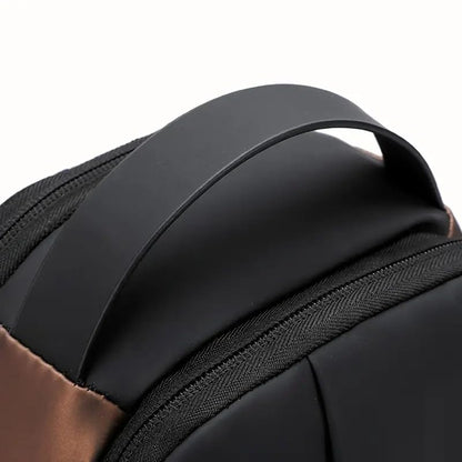 Waterproof Polyester Slim Unisex Crossbody Sling Bag Chest Backpack Men's Shoulder Bag, Leisure Travel Handbag, Hard Shell Anti-Theft Chest Bag, Black&Golden, Standard, Retro - color: Black&golden