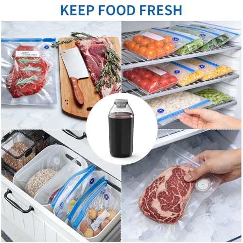 Handheld Vacuum Sealer, Sous Vide Vacuum Pump, Rechargeable Hand Held Vacuum Sealer for Food Storage, Camping, Sous Vide, Reusable Vacuum Bags Compatibility, Black(Pump Only) - color: Black