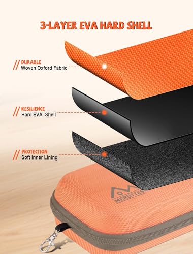 Large Double Eyeglasses Case, Shockproof Hard EVA Shell Dual Sunglasses Organizer with Zipper & Metal Hanging Hook, Travel Glasses Storage Case for Men and Women - Orange